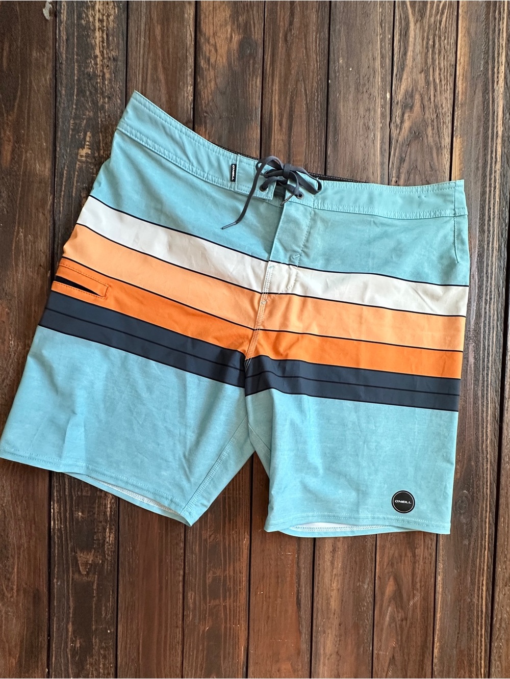 O’Neill Hyperfreak Striped Board Shorts  Like New